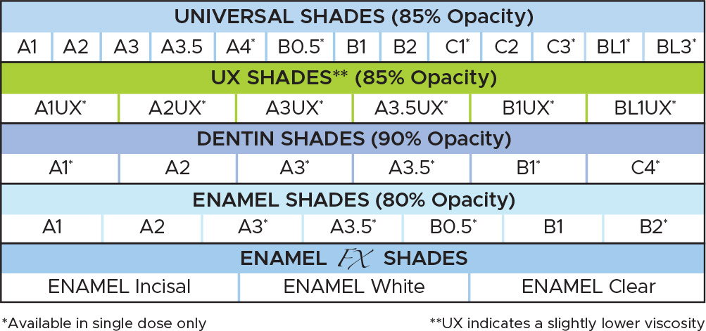 Evanesce Shades & Opacity