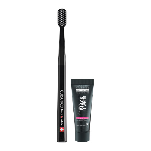 Curaprox Black is White Toothpaste 10ml & Black Toothbrush Set