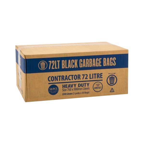 Austar Garbage Bags Contractor Heavy Duty Black 760mm x 900mm 72L (250)