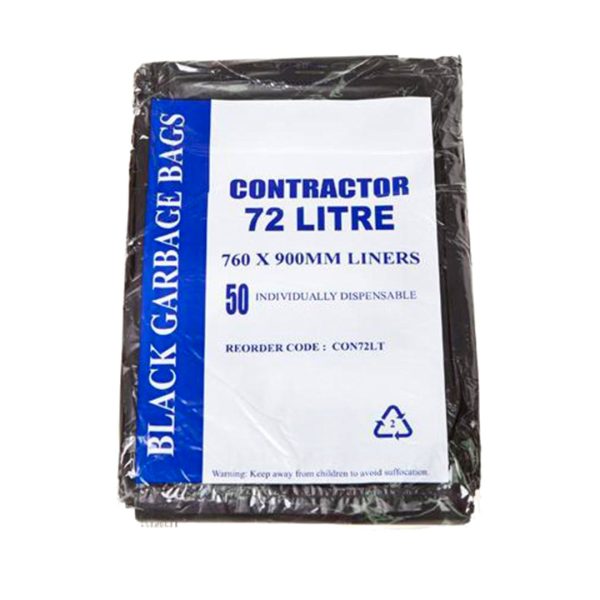 Austar Garbage Bags Contractor Heavy Duty Black 760mm x 900mm 72L (250)