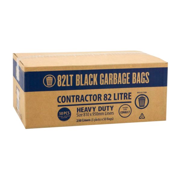 Austar Garbage Bags Contractor Heavy Duty Black 810mm x 950mm 82L (250)