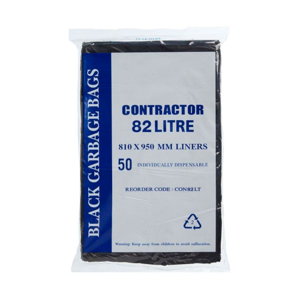Austar Garbage Bags Contractor Heavy Duty Black 810mm x 950mm 82L (250)