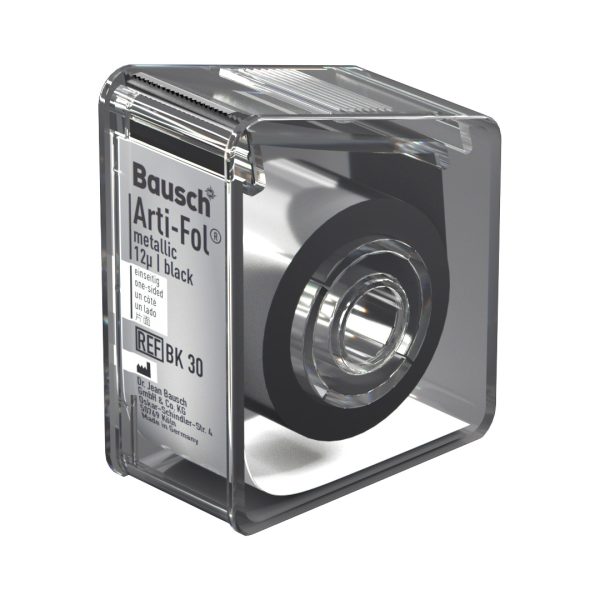 Bausch Arti-Fol Metallic Shimstock Articulating Film BK 30 Black 12u 1-Sided 22mm Wide 20m Roll with Dispenser