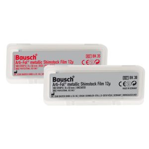 Bausch Arti-Fol Metallic Shimstock Articulating Film BK 38 Uncoated 12u 8mm x 50mm 100 Strips