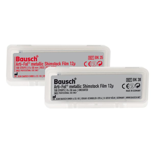 Bausch Arti-Fol Metallic Shimstock Articulating Film BK 38 Uncoated 12u 8mm x 50mm 100 Strips