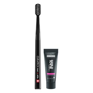 Curaprox Black is White Toothpaste 10ml & Black Toothbrush Set