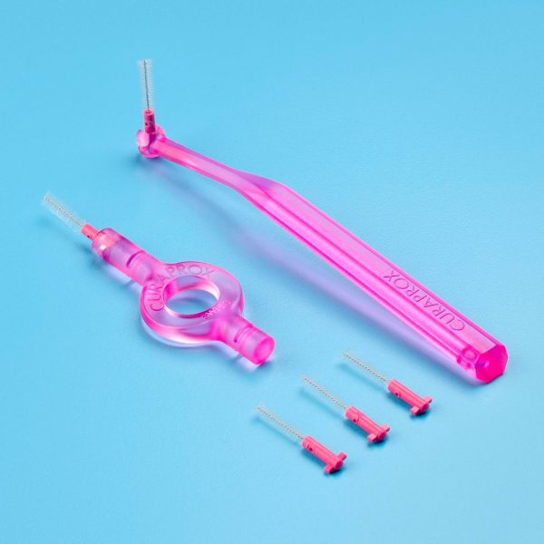 Curaprox CPS 08 Prime Start Interdental Brushes with Angled & Handy Holders Holders Pink (5)