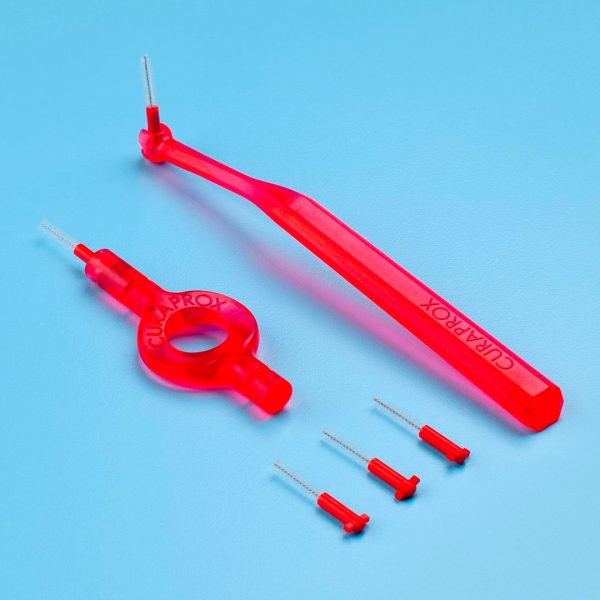 Curaprox CPS 07 Prime Start Interdental Brushes with Angled & Handy Holders Holders Red (5)
