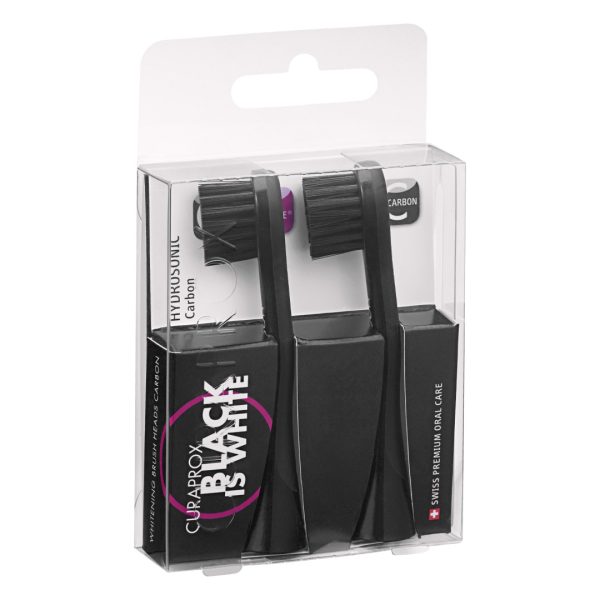 Curaprox Black is White Hydrosonic Electric Toothbrush Heads Black/Black Duo Pack (2)