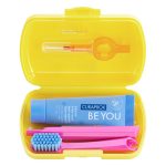 Curaprox Travel Set Yellow with Be You Toothpaste Blackberry & Liquorice Blue 10ml Tube
