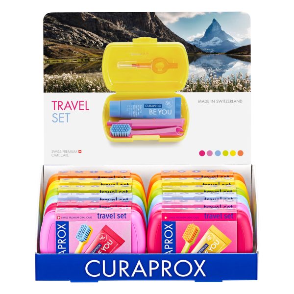 Curaprox Travel Set Green with Be You Toothpaste Watermelon Pink 10ml Tube