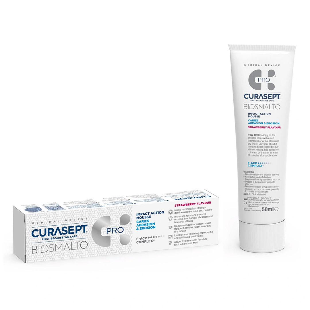 Curasept Biosmalto Mousse Caries, Abrasion & Erosion with Fluoride Strawberry 50ml Tube Curasept Biosmalto Mousse Caries, Abrasion & Erosion with Fluoride Strawberry 50ml Tube