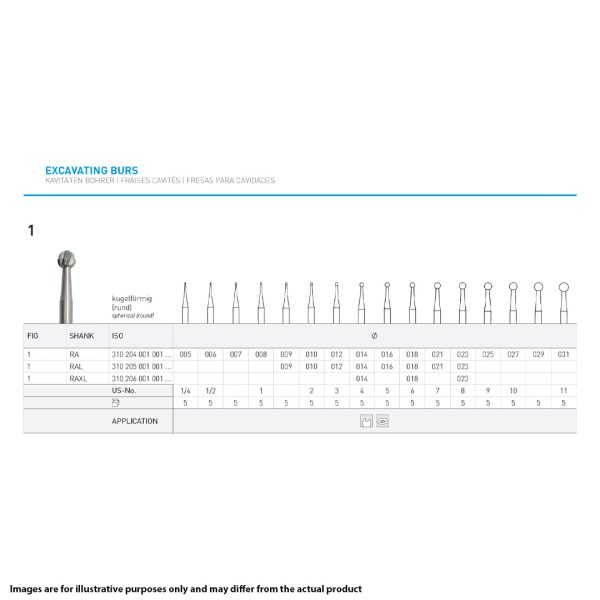 Dendia Steel Bur Figure 1 Round 8 023 RA Long 26mm (5)