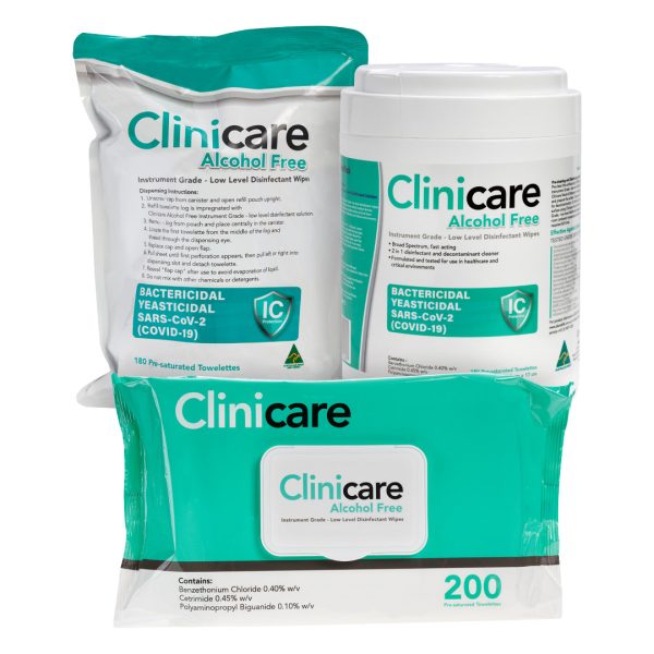 Dentalife Clinicare AF Alcohol Free Instrument Grade Low Level Disinfectant Wipes Refill 150mm x 170mm 38gsm (180)