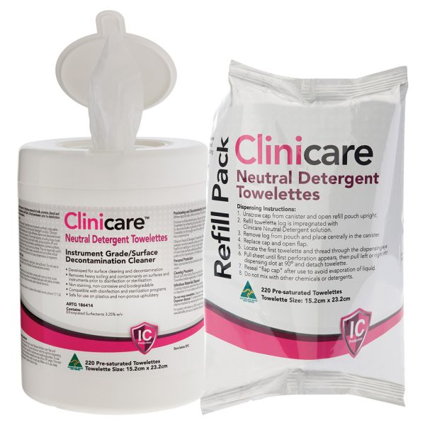 Dentalife Clinicare ND Neutral Detergent Wipes Canister 150mm x 230mm 25gsm (220)