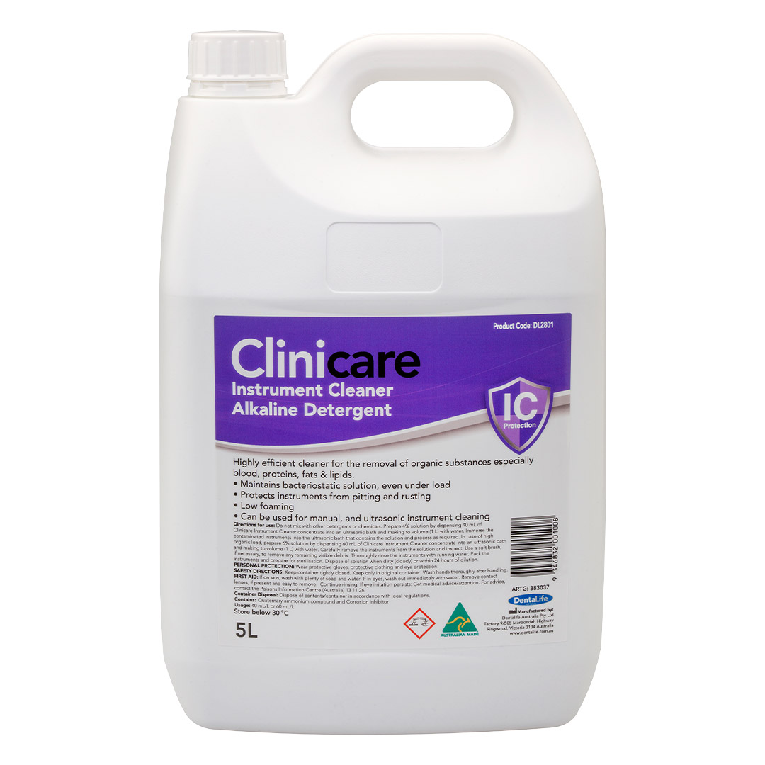 Dentalife Clinicare Instrument Cleaner Alkaline Detergent 5L Bottle Dentalife Clinicare Instrument Cleaner Alkaline Detergent 5L Bottle