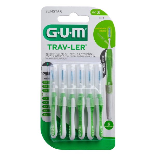 Sunstar GUM Trav-Ler Interdental Brush Size 3 1.1mm Green (6)