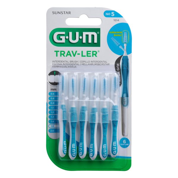 Sunstar GUM Trav-Ler Interdental Brush Size 5 1.6mm Blue (6)