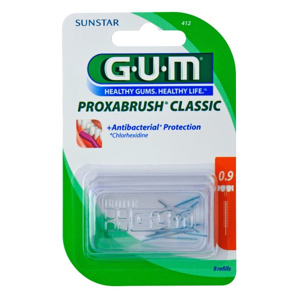 Sunstar GUM Proxabrush Classic Interdental Brush Refills 0.9mm Ultra Fine Cylindrical (8)