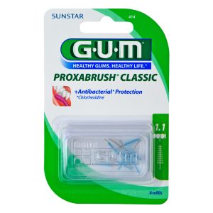 Sunstar GUM Proxabrush Classic Interdental Brush Refills 1.1mm Ultra Fine Tapered (8)