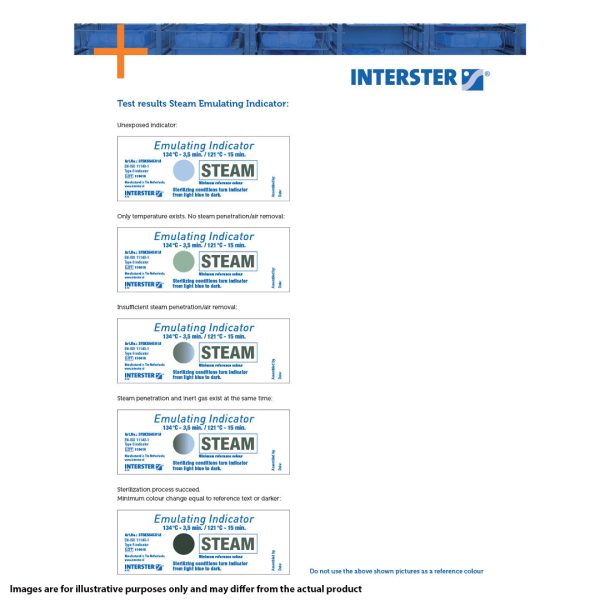 Interster Steam Emulating Indicators Type 6 134°C for 5.3 Minutes/121°C for 15 Minutes (250)
