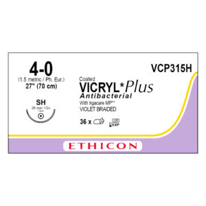 J&J Ethicon Suture Vicryl Plus Antibacterial 4/0 with SH 26mm 1/2 Circle Taper Point Needle 70cm (36)