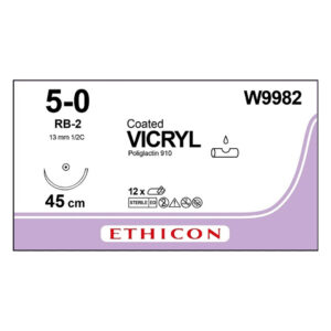J&J Ethicon Suture Vicryl 5/0 with RB-2 13mm 1/2 Circle Taper Point Needle 45cm (12)