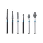 Kerr BluWhite Diamond Bur 250R 018 Flame Medium Grit Blue FG 19mm (5)