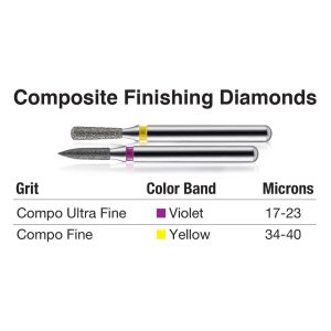 Kerr BluWhite Diamond Bur 5223 014 Inverted Cone Composite Finishing Ultra Fine Grit Violet FG 19mm (5)