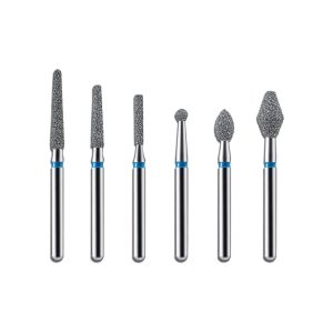 Kerr BluWhite Diamond Bur 713R 018 Flat End Taper Medium Grit Blue FG 19mm (5)
