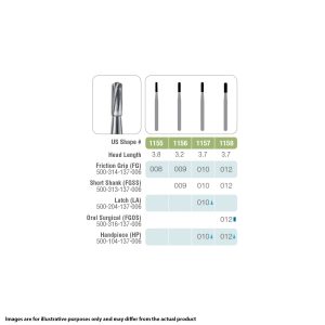 Kerr Jet Tungsten Carbide Operative Bur 1155 008 Straight Round End Fissure FG 19mm (5)