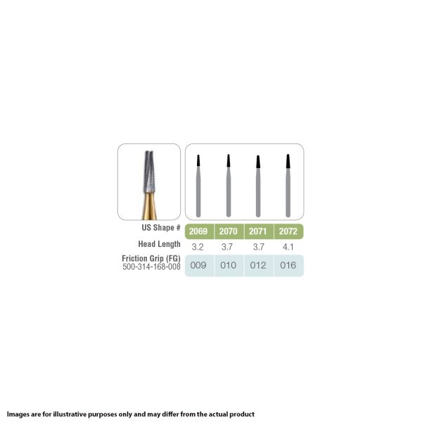 Kerr Jet Tungsten Carbide Fine Cross Cut Bur 2071 012 Taper Flat End FG 19mm (5)