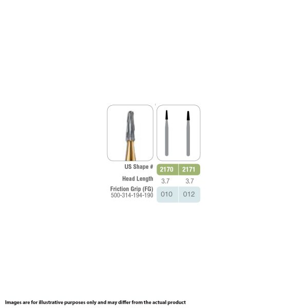 Kerr Jet Tungsten Carbide Bur Kriss Kross 2171 012 Taper Dome FG 19mm (100)