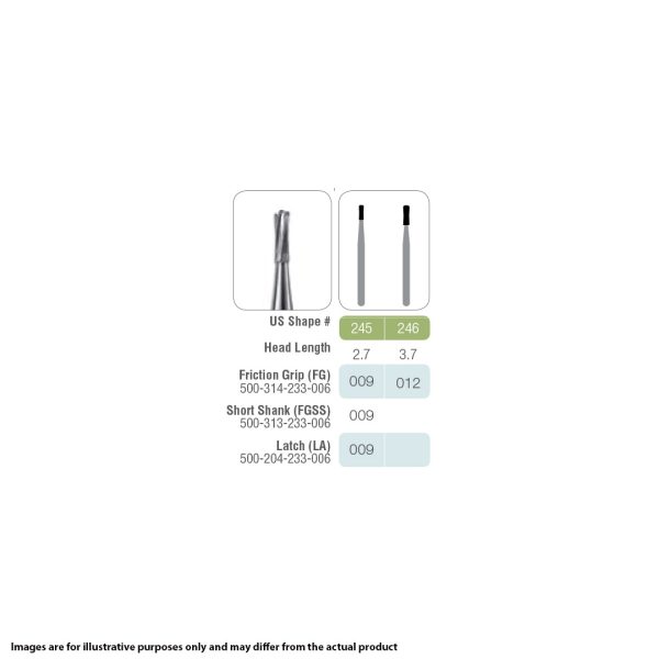 Kerr Jet Tungsten Carbide Operative Bur 246 012 Amalgam Prep FG 19mm (5)