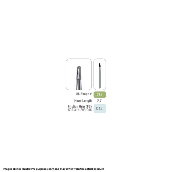 Kerr Jet Tungsten Carbide Operative Bur 271 012 Inlay Prep FG 19mm (5)