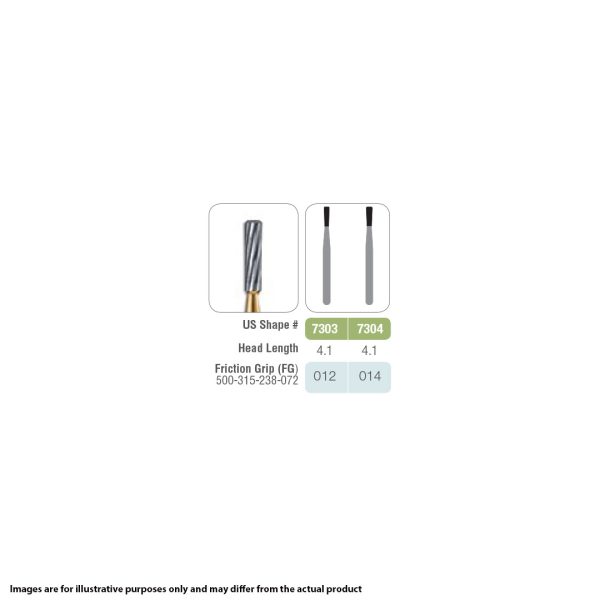 Kerr Jet Tungsten Carbide Trimming & Finishing Bur 7303 012 Inverted Taper FG 19mm (5)