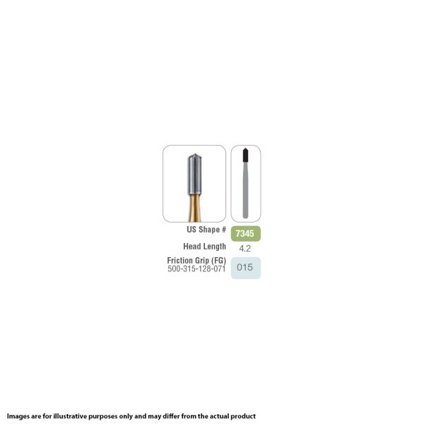 Kerr Jet Tungsten Carbide Trimming & Finishing Bur 7345 015 Crown & Bridge Chamfer FG 19mm (100)