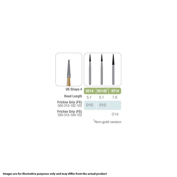 Kerr Jet Tungsten Carbide Fine Finishing Bur 9714 014 Taper Finishing FG 19mm (100)