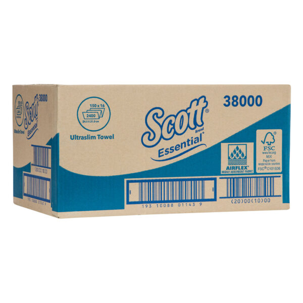 Kimberly-Clark Scott Essential Ultraslim Hand Towels White 24cm x 21cm 150's (16)