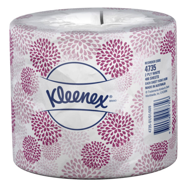 Kimberly-Clark Kleenex Toilet Rolls White 2 Ply 400 Sheets Individually Wrapped (48)