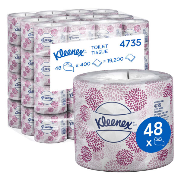 Kimberly-Clark Kleenex Toilet Rolls White 2 Ply 400 Sheets Individually Wrapped (48)