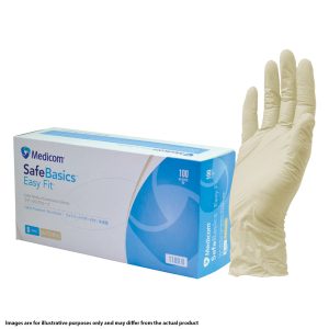 Medicom SafeBasics Easy Fit Natural Latex Lightly Powdered Gloves Large 100's (10)