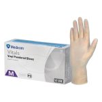 Medicom Vitals Clear Vinyl Lightly Powdered Gloves Medium 100's (10)