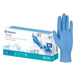 Medicom Vitals Blue Nitrile Powder Free Gloves Extra Large 100's (10)