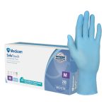 Medicom SafeTouch Advanced Pure Blue Nitrile Powder Free Gloves Medium 200's (10)