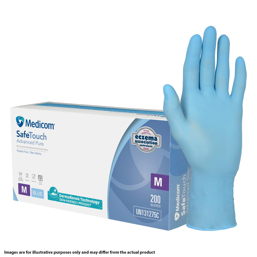 Medicom SafeTouch Advanced Pure Blue Nitrile Powder Free Gloves Large 200's (10) Medicom SafeTouch Advanced Pure Blue Nitrile Powder Free Gloves Large 200's (10)