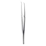 Medesy Tweezers Curved 1 x 2 Teeth 0.9mm Dia. 175mm with Knurled Handles