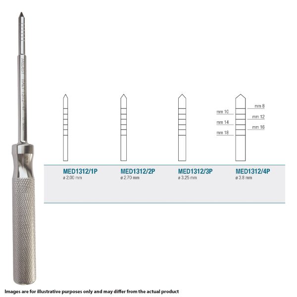 Medesy Osteotome Straight Pointed No. 4P 3.80mm Dia. 150mm - Medi-Dent