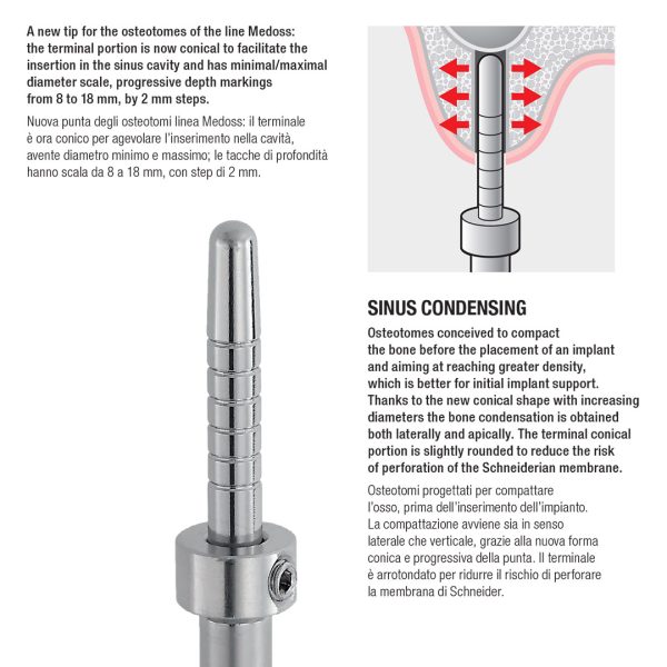 Medesy Osteotome Medoss Bayonet Convex No. 8 3.2mm/3.7mm Dia. 165mm