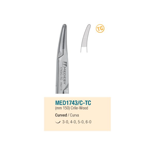 Medesy Needle Holders Crile-Wood Curved Tungsten Carbide 150mm